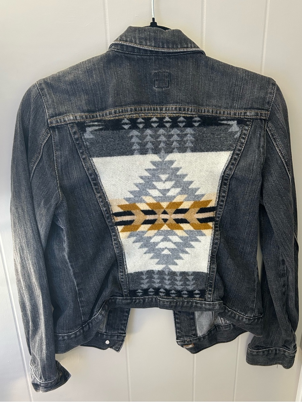 Womens Grey Denim Jacket with Pendleton Wool